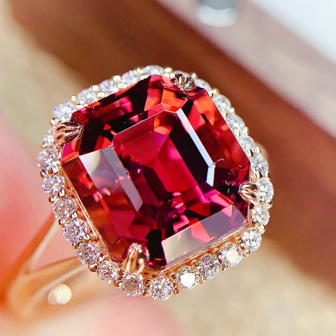 14k Gold 5.38 Ct Natural Tourmaline & Diamond Ring - 4