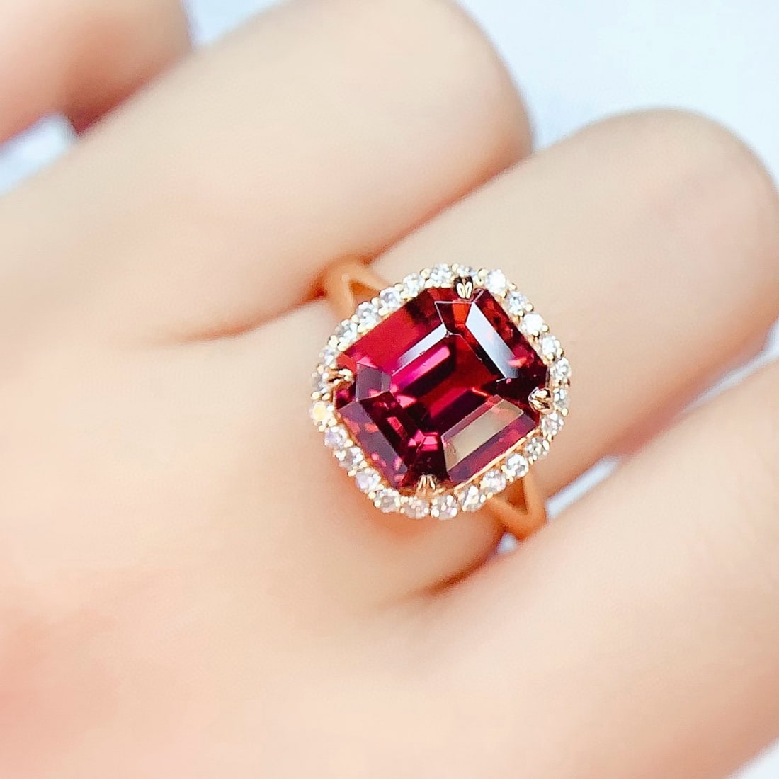 14k Gold 5.38 Ct Natural Tourmaline & Diamond Ring - 6