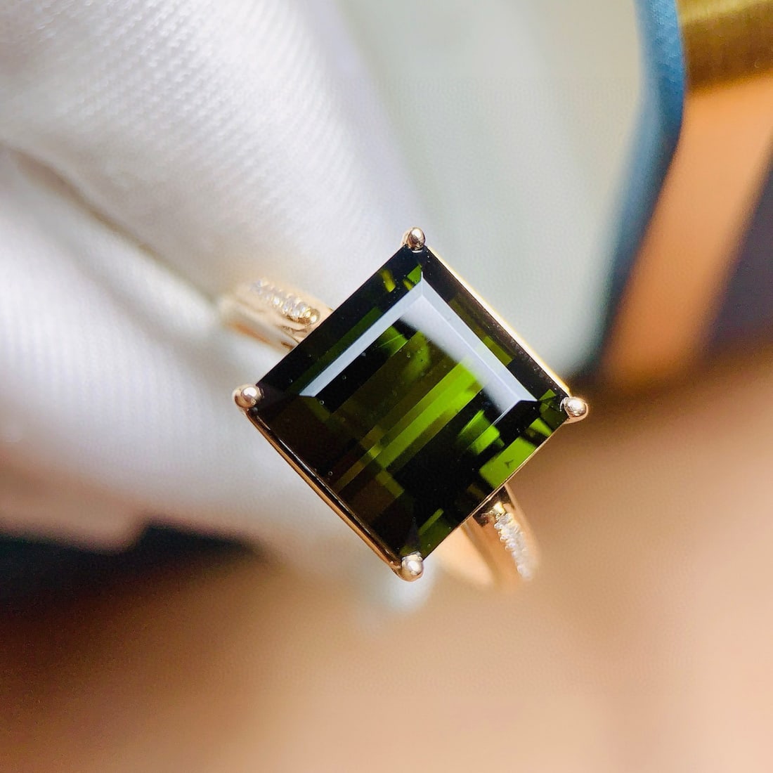 14k Gold 6.35 Ctw Natural Tourmaline & Diamond Ring - 2