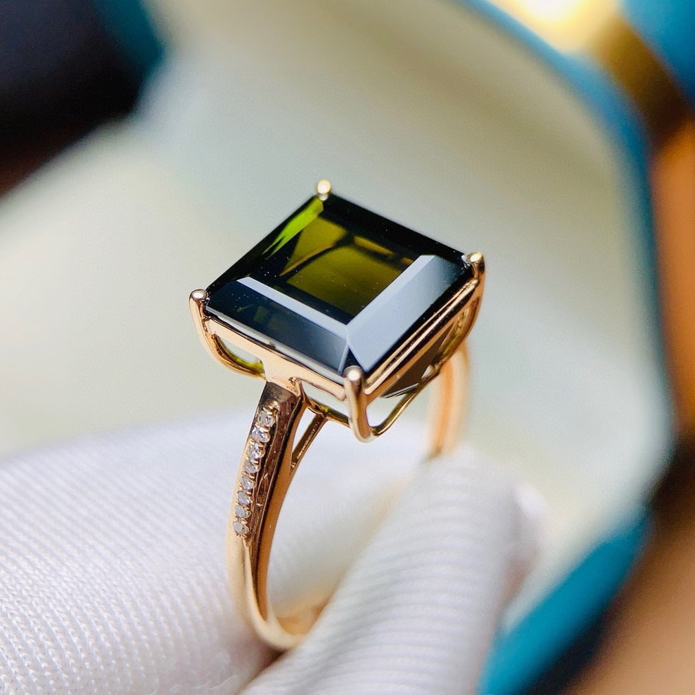 14k Gold 6.35 Ctw Natural Tourmaline & Diamond Ring - 3