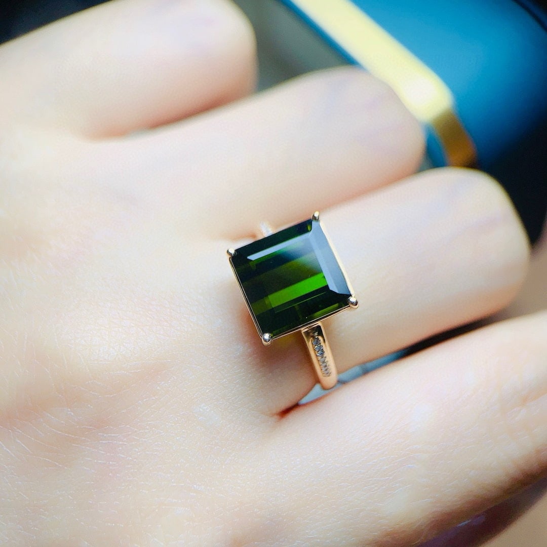 14k Gold 6.35 Ctw Natural Tourmaline & Diamond Ring - 5