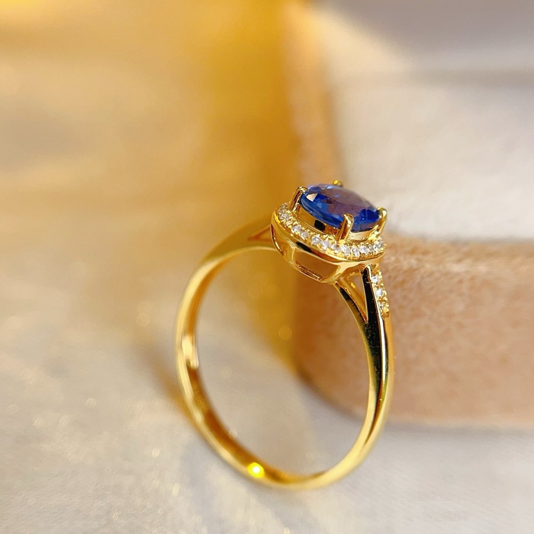 14k Gold 1.00 Ct Natural Sapphire & Diamond Ring - 5