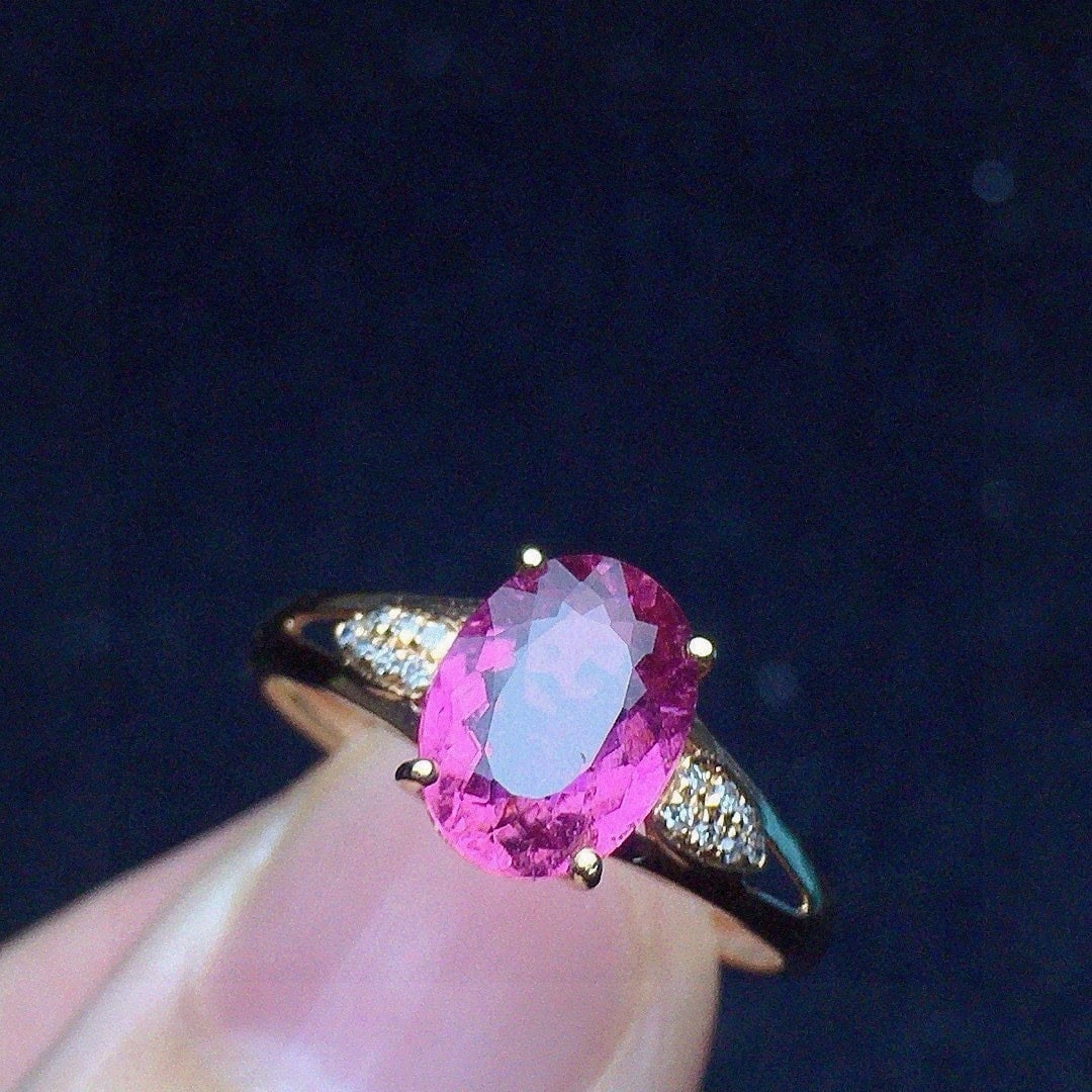 14k Gold 1.54 Ct Natural Tourmaline & Diamond Ring - 3