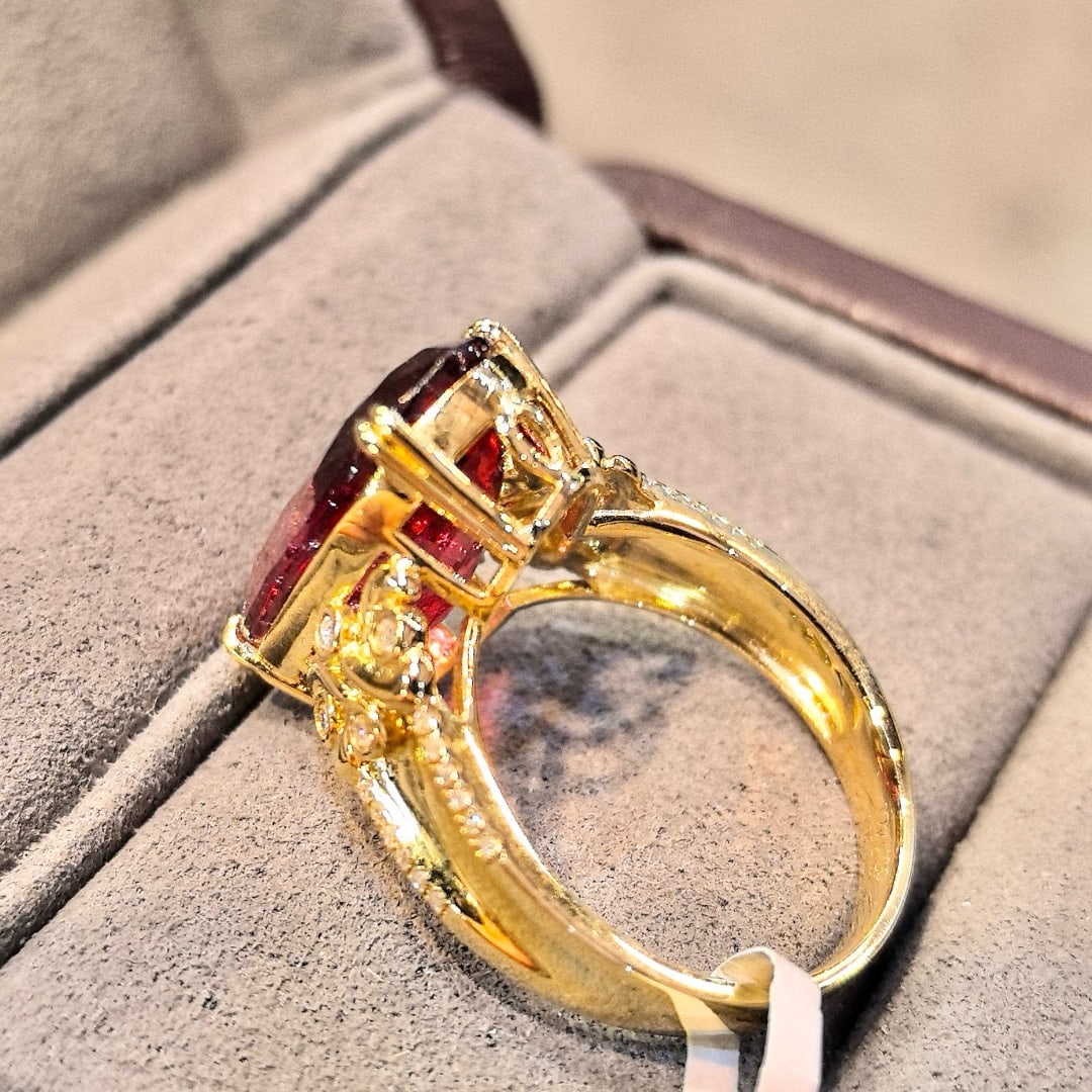 14k Gold 8.17 Ctw Natural Tourmaline & Diamond Ring - 5