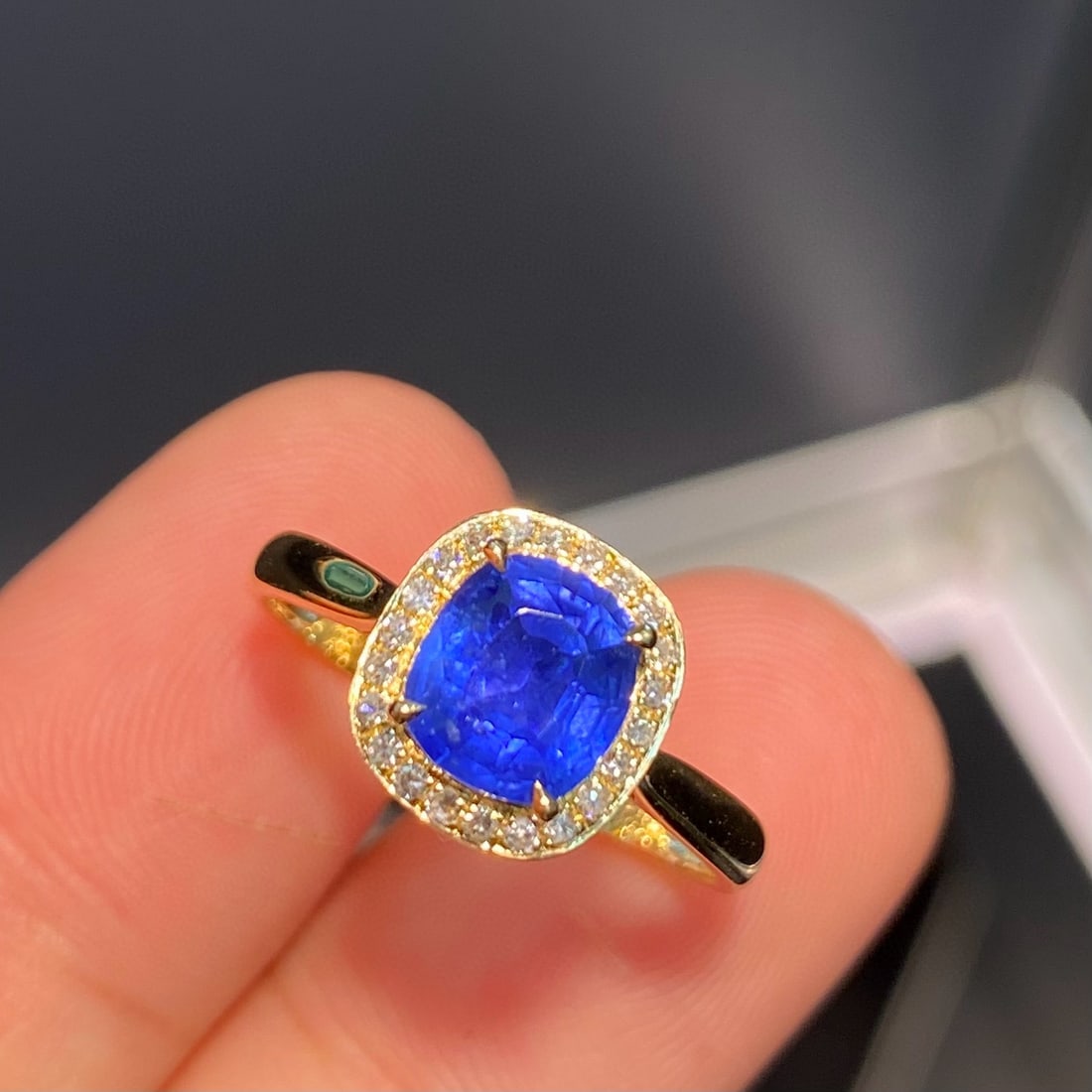 14k Gold 1.16 Ct Natural Sapphire & Diamond Ring - 3