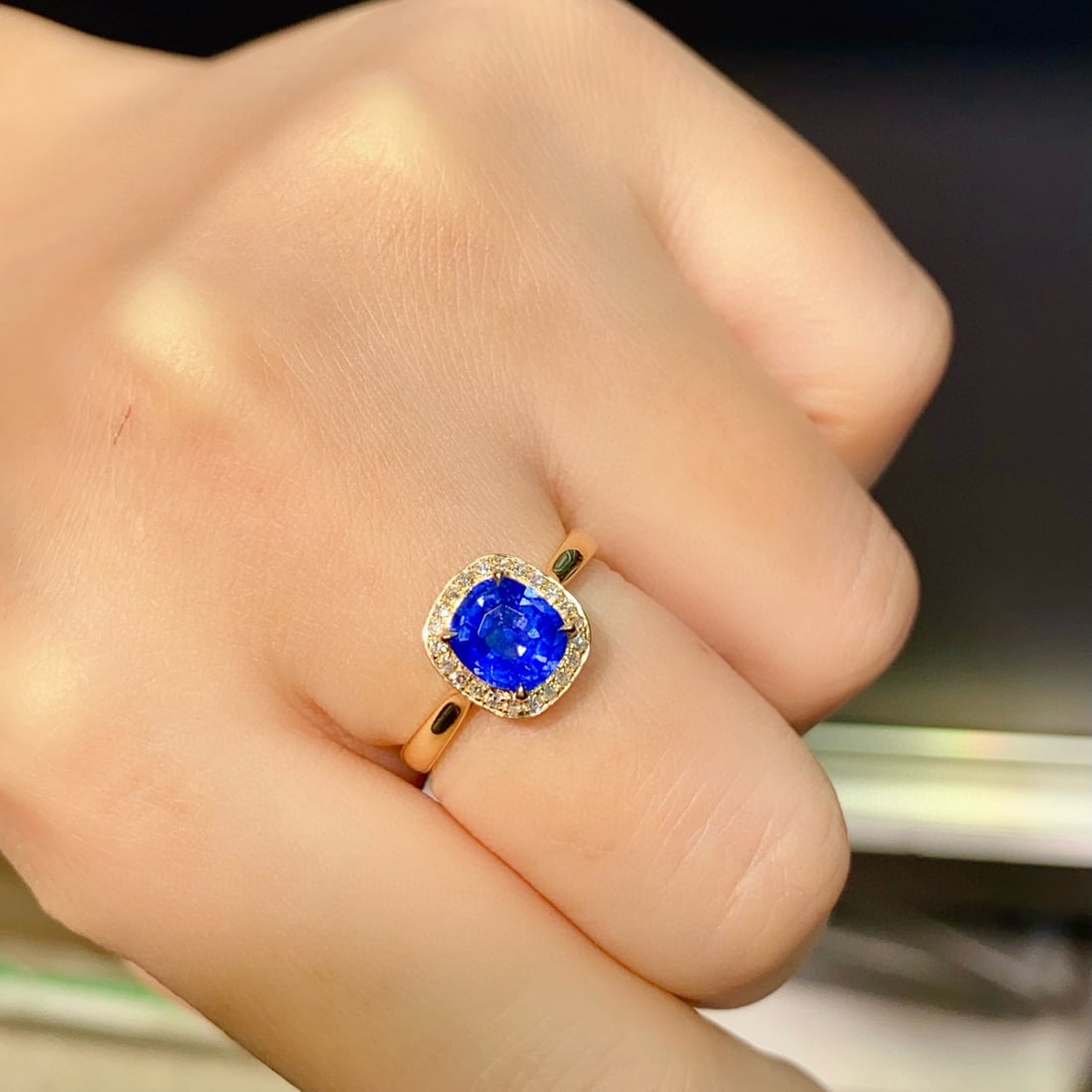 14k Gold 1.16 Ct Natural Sapphire & Diamond Ring - 4