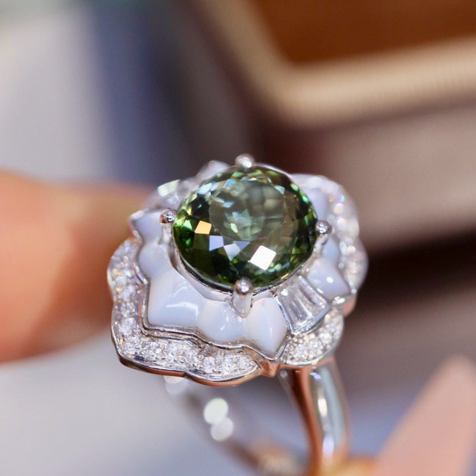 14k Gold 2.66 Ctw Natural Tourmaline & Diamond Ring - 2