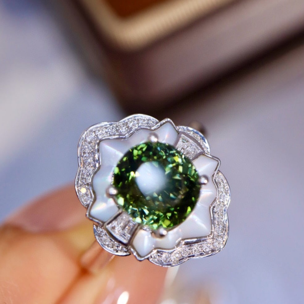 14k Gold 2.66 Ctw Natural Tourmaline & Diamond Ring - 4