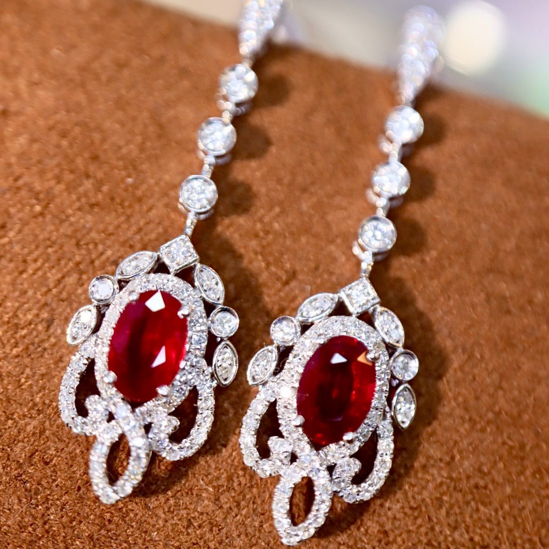 14k Gold 1.60 Ctw Vivid Red Natural Ruby & Diamond Earrings (1 of 7)