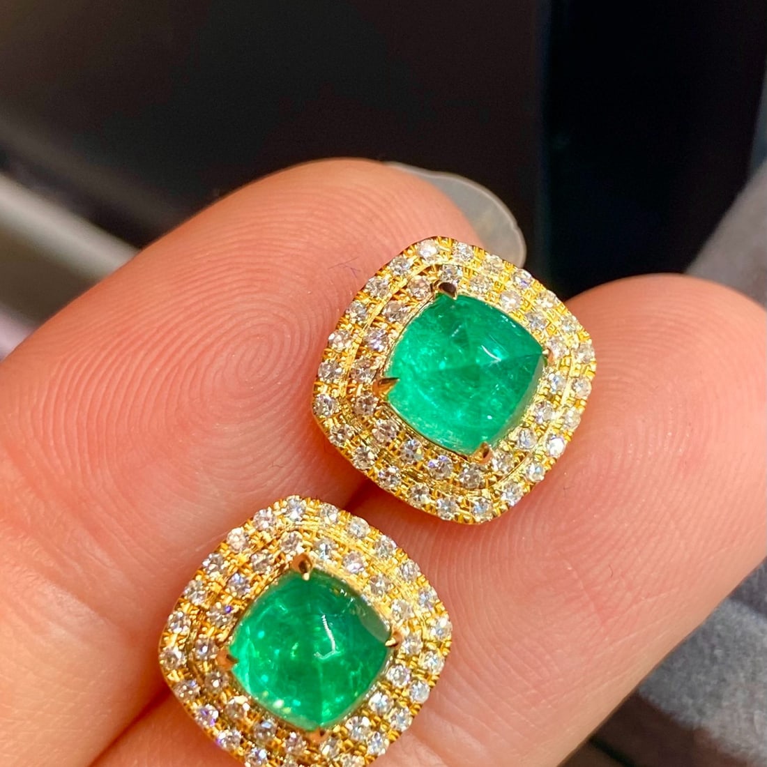 14k Gold 2.71 Ctw Natural Emerald & Diamond Earrings (1 of 5)