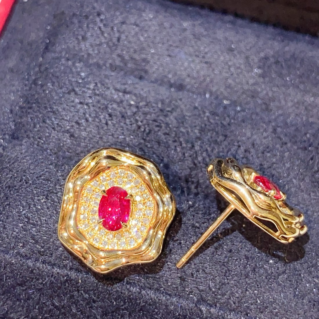 14k Gold 1.16 Ctw Natural Ruby & Diamond Earrings (1 of 5)