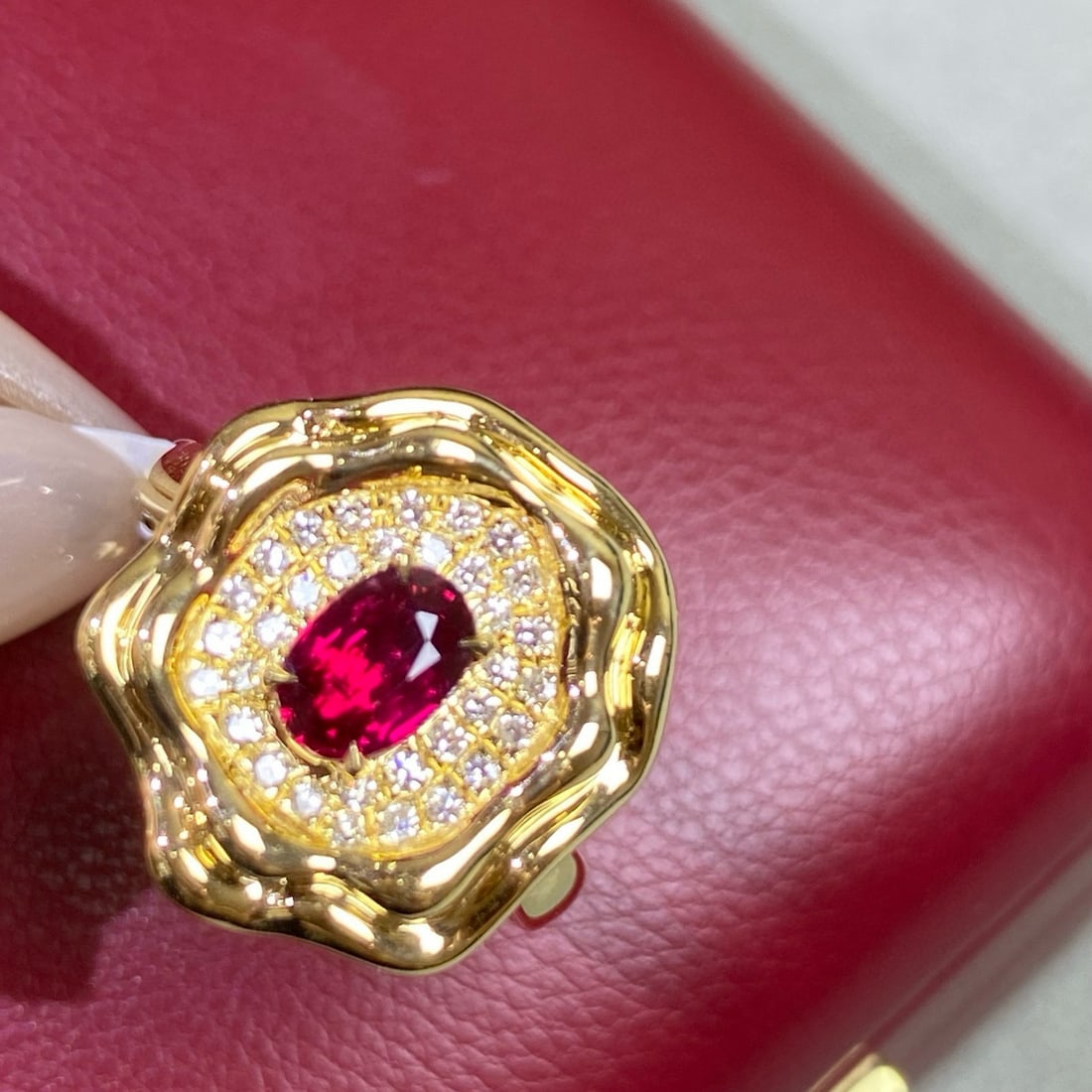 14k Gold 0.62 Ct Natural Ruby & Diamond Ring - 2