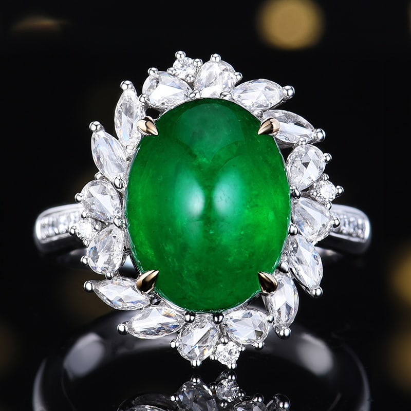 14k Gold 7.51 Ctw Vivid Green Natural Emerald & Diamond Ring/pendant( Without Chain ) (1 of 8)