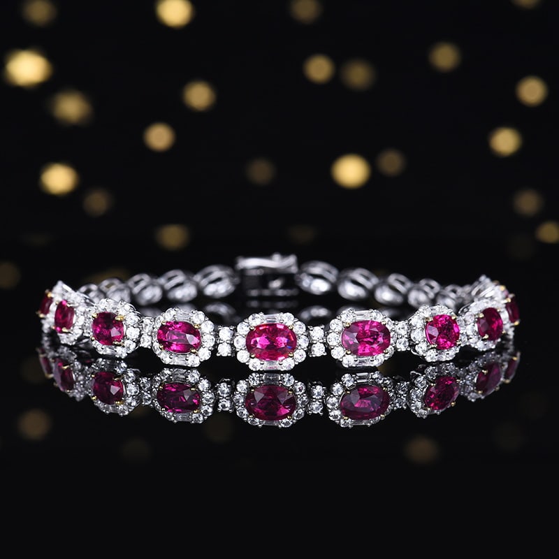 14k Gold 4.58 Ct Natural Ruby & Sapphire Bracelet: Ref:230958284 // gold content:14k gold // main gemstone:ruby // shape:oval // carat weight:4. 58ct // color:red // treatment:natural // // adjacent gemstone 2 : sapphire // number of stones:142 // sha