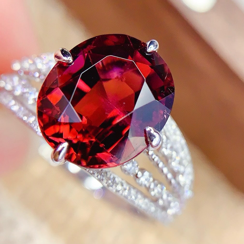 14k Gold 4.8 Ct Natural Tourmaline & Diamond Ring - 4