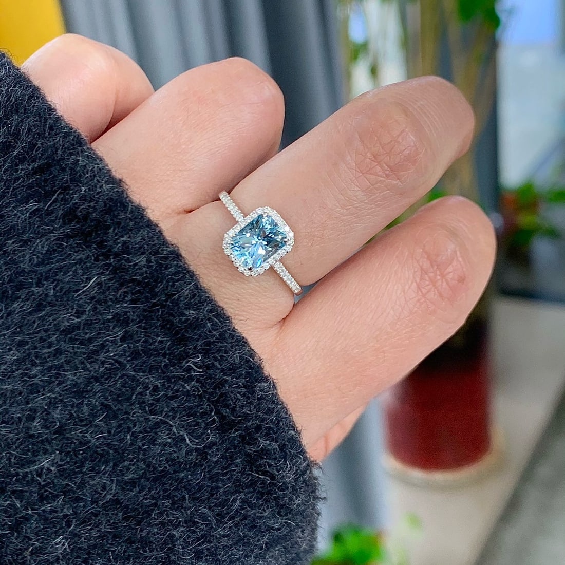 14k Gold 1.41 Ctw Natural Aquamarine & Diamond Ring - 4