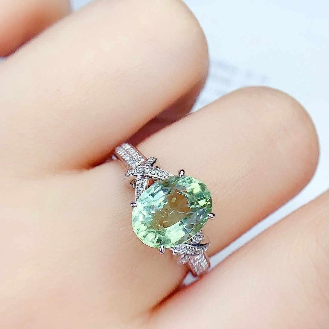 14k Gold 2.92 Ct Natural Tourmaline & Diamond Ring - 4