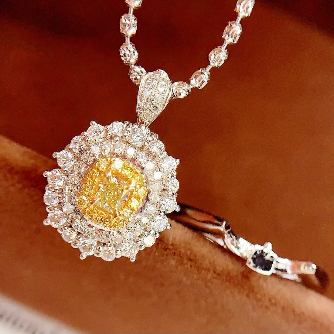 14k Gold 0.26 Ct Natural Yellow Diamond & Diamond Ring/pendant( Without Chain ): Ref:230958443 // gold content:14k gold // ring size:7. 25us // // main gemstone:yellow diamond // shape:cushion // carat weight:0. 26ct // color:yellow // treatment:natural // // adjacent gemstone
