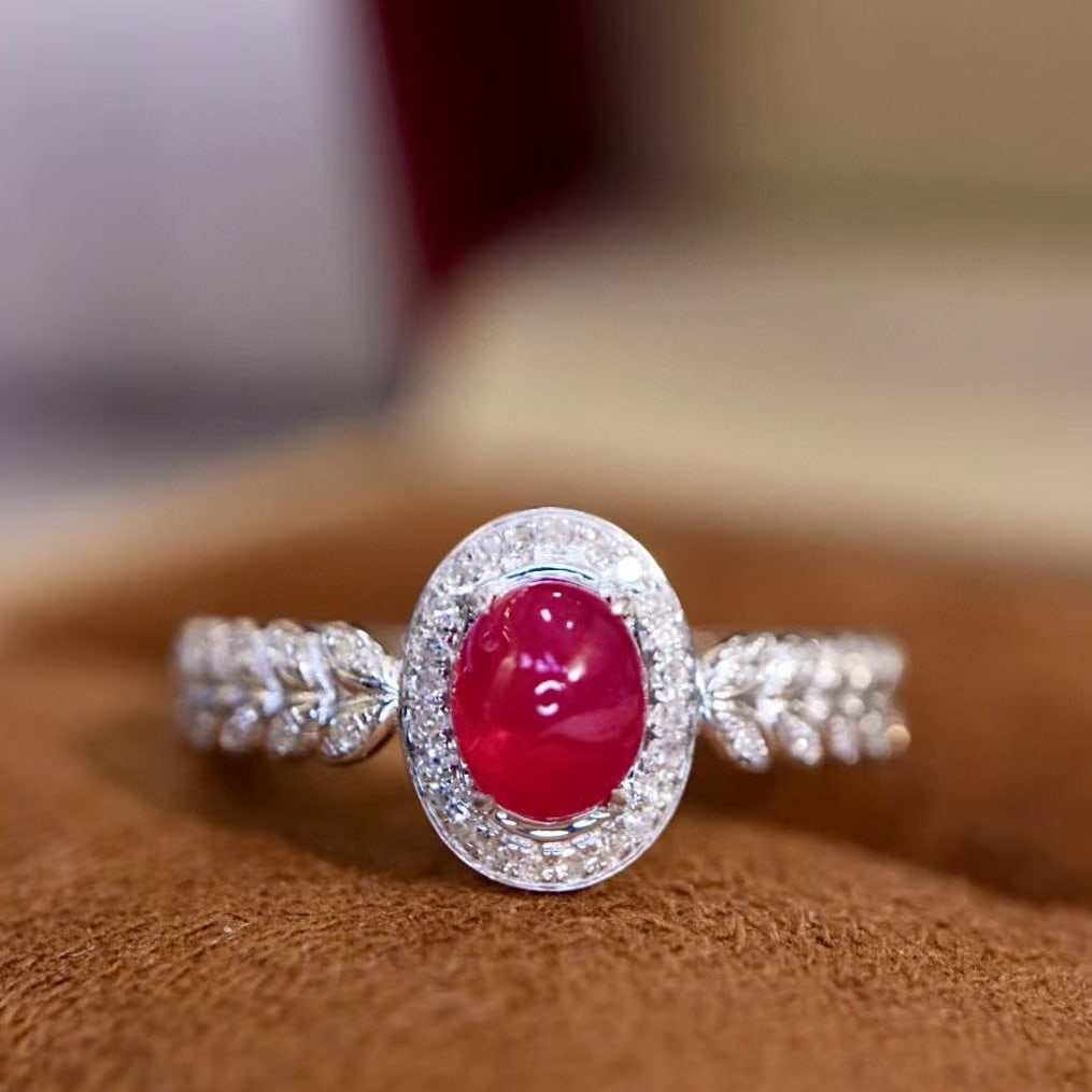 14k Gold 0.88 Ctw Natural Ruby & Diamond Ring: Ref:230963221 // gold content:14k gold // ring size:7. 25us // // main gemstone:ruby // shape:oval // carat weight:0. 71ct // color:red // treatment:natural // // adjacent gemstone 2 : diamond //