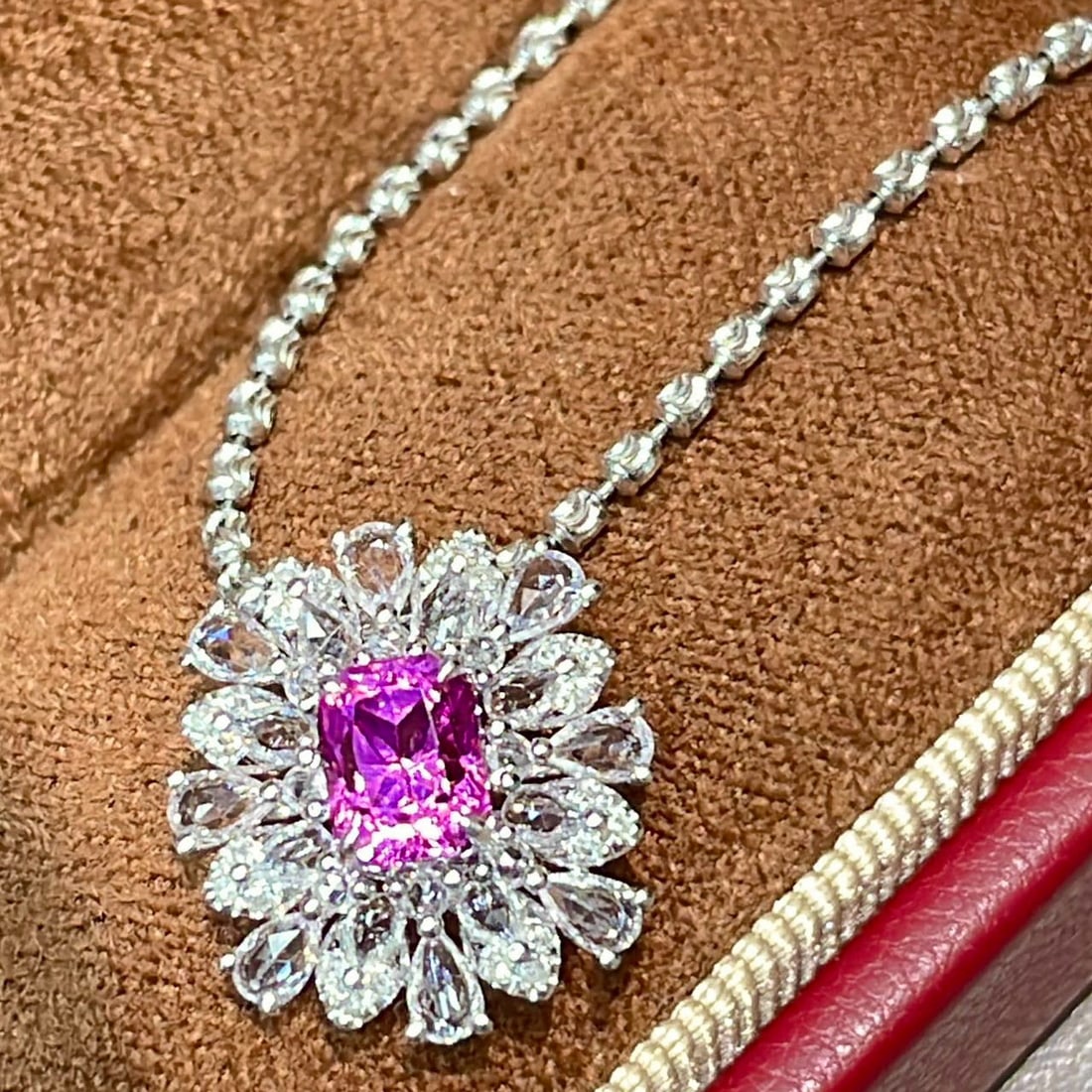 14k Gold 1 Ct Natural Garnet & Diamond & Sapphire Pendant( Without Chain ) - 5