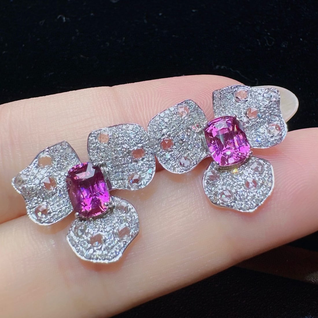 14k Gold 2.91 Ctw Natural Sapphire & Diamond Earrings: Ref:230964449 // gold content:14k gold // main gemstone:sapphire // shape:cushion // carat weight:2. 15ct // color:purple // treatment:natural // // adjacent gemstone 2 : diamond // shape:round // car