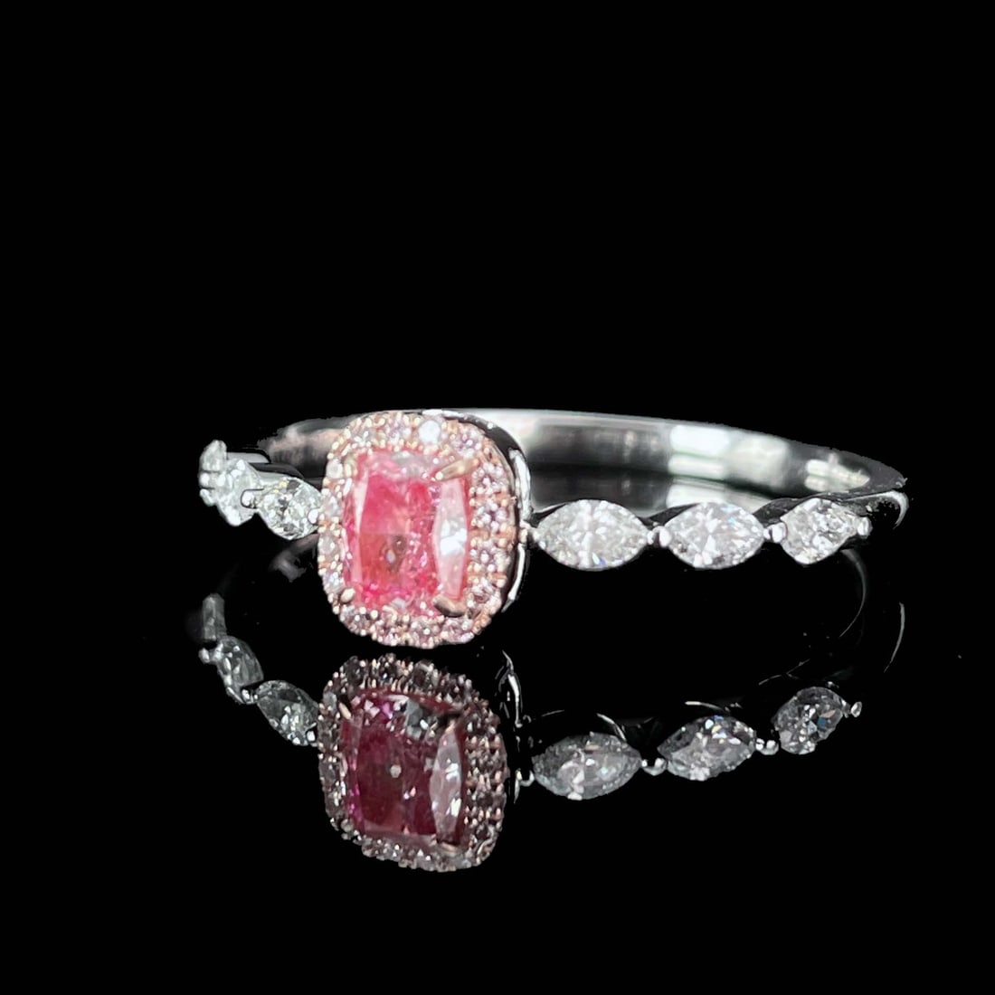 14k Gold 0.50 Ctw Natural Pink Diamond & Diamond Ring - 3
