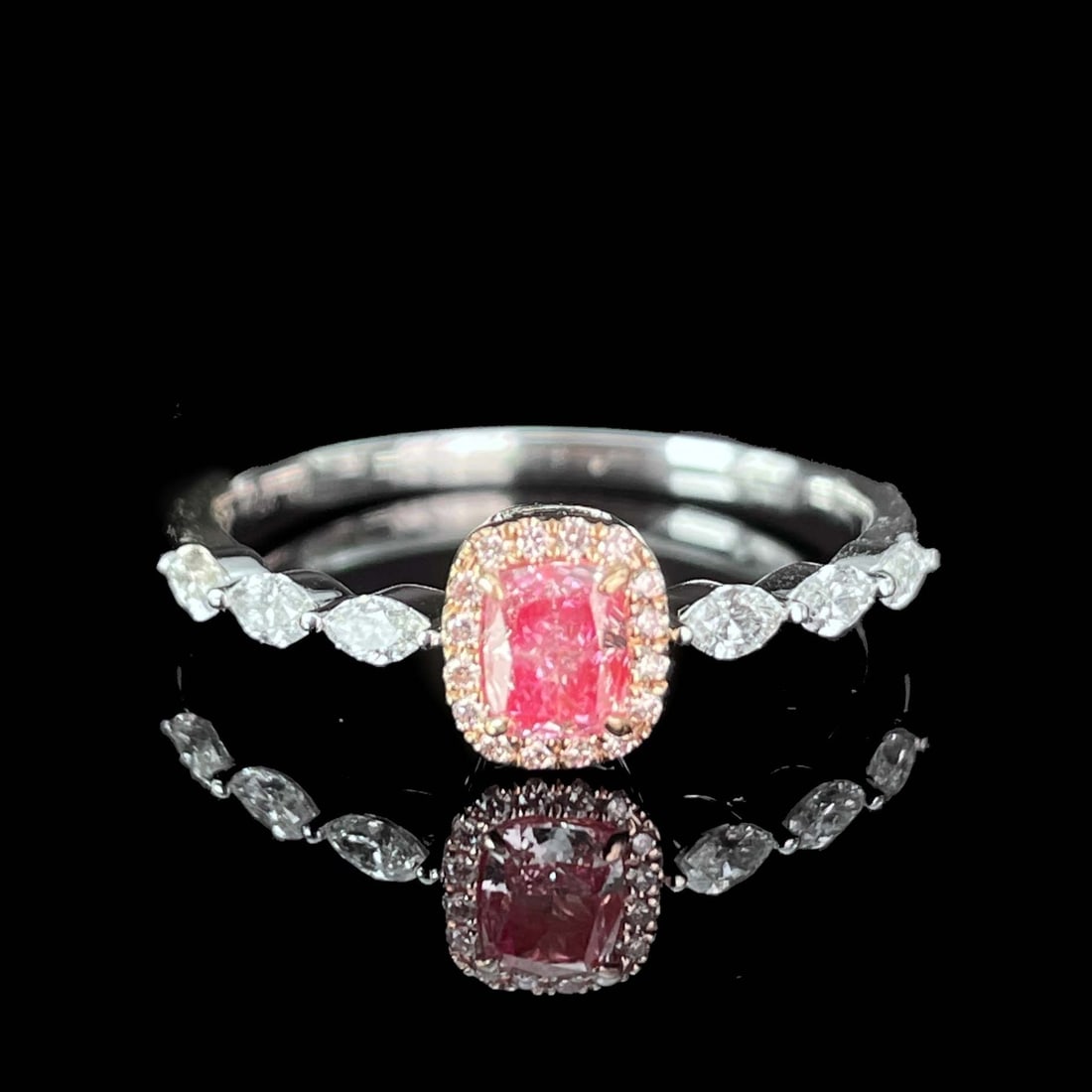14k Gold 0.50 Ctw Natural Pink Diamond & Diamond Ring - 5