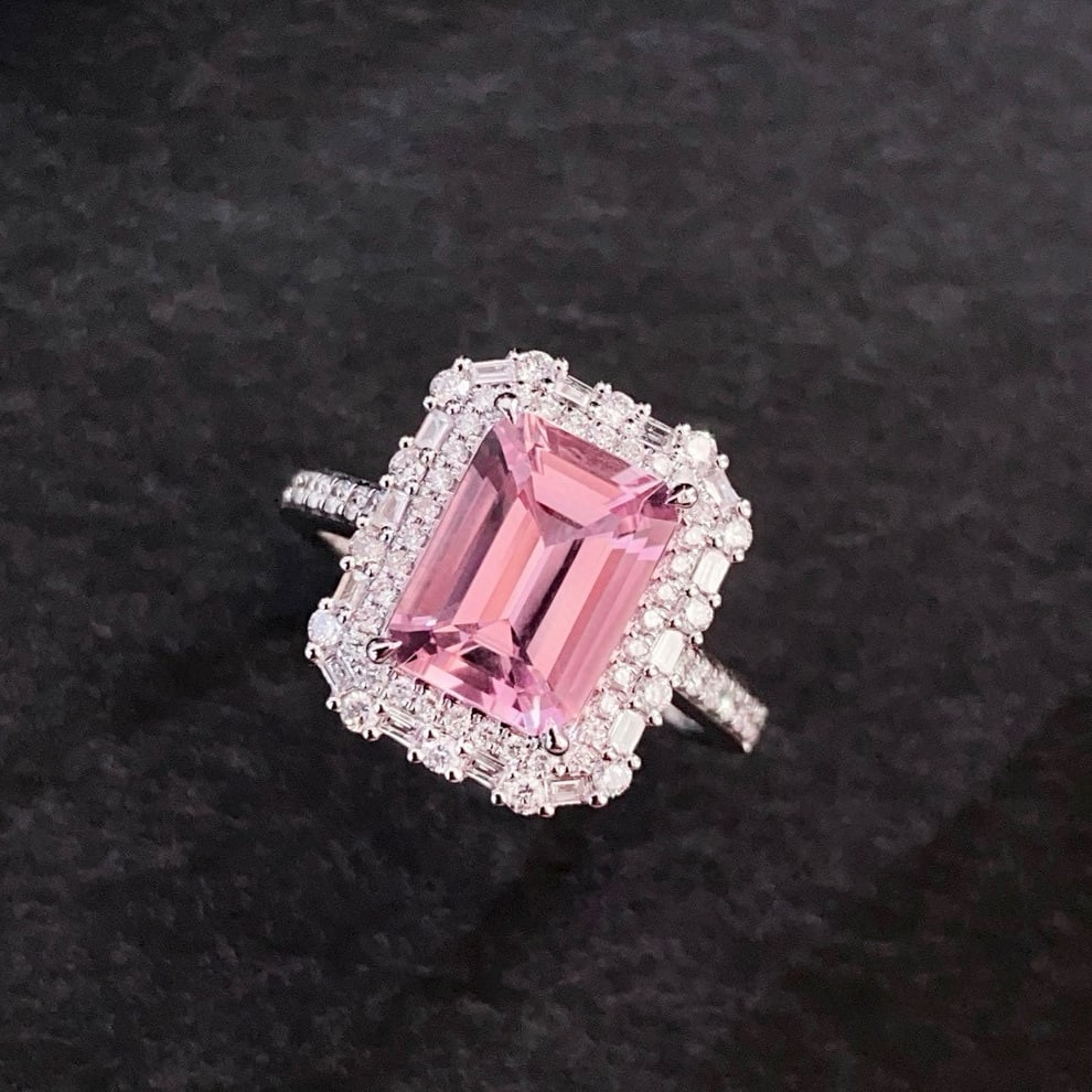 14k Gold 2.67 Ctw Natural Morganite & Diamond Ring - 4