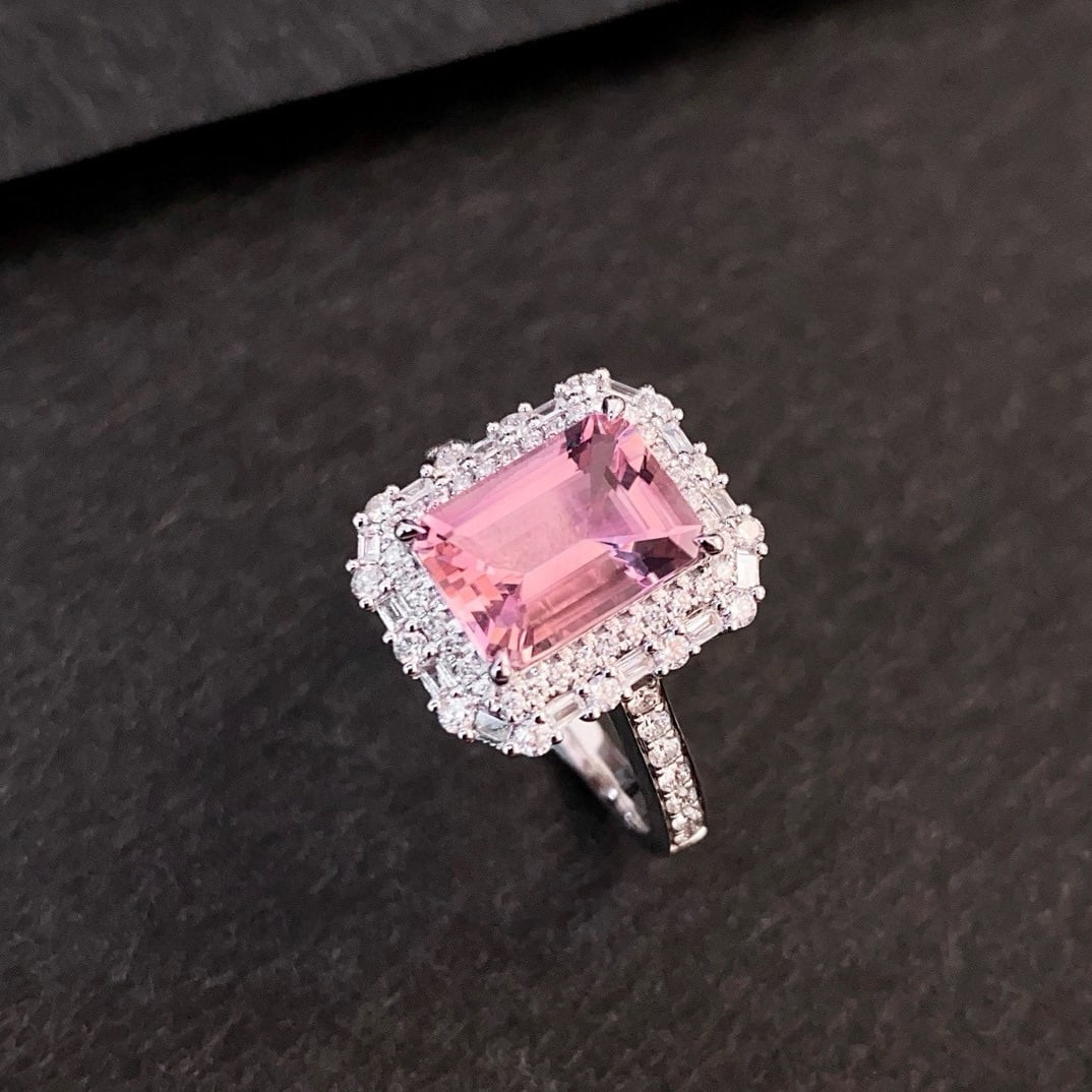 14k Gold 2.67 Ctw Natural Morganite & Diamond Ring - 6