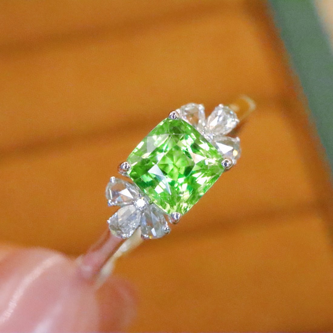 14k Gold 1.19 Ctw Natural Tsavorite & Diamond Ring - 2