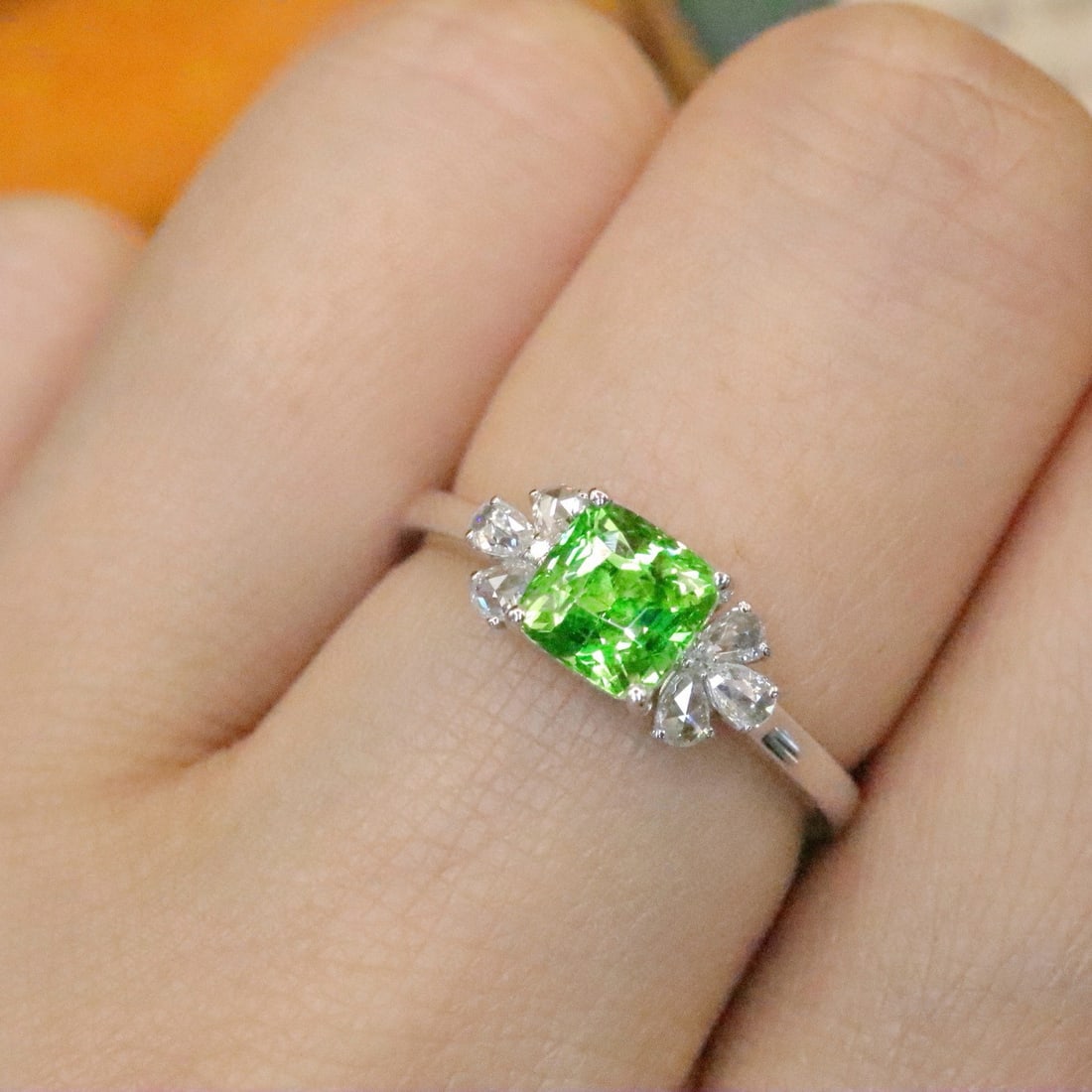 14k Gold 1.19 Ctw Natural Tsavorite & Diamond Ring - 5