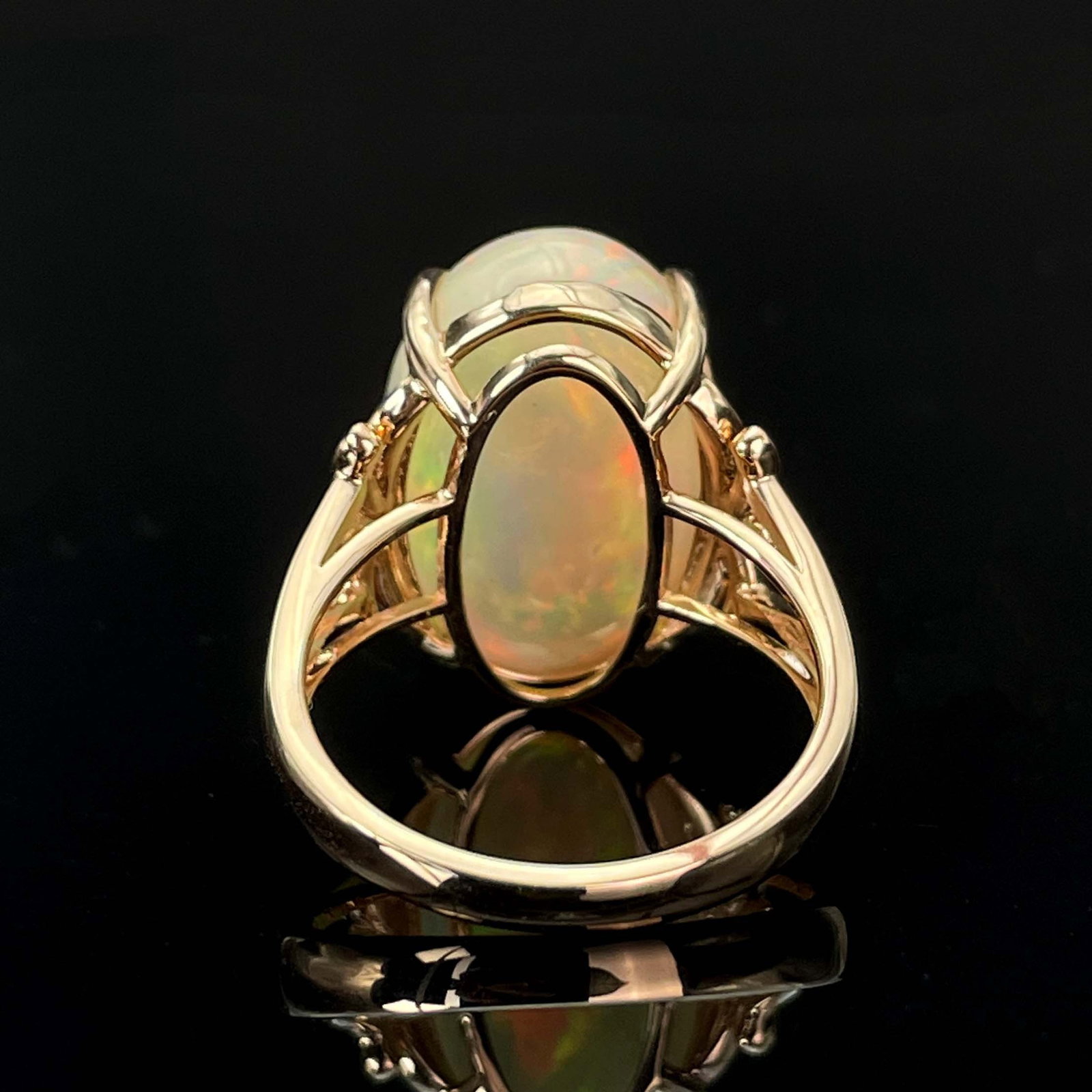 14k Gold 9.36 Ctw Natural Opal & Diamond Ring - 4