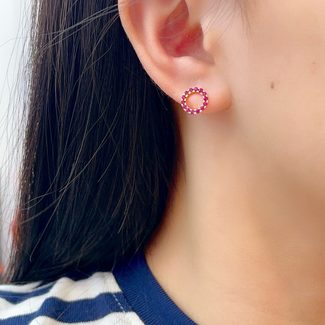 14k Gold 1.00 Ct Natural Ruby Earrings - 6