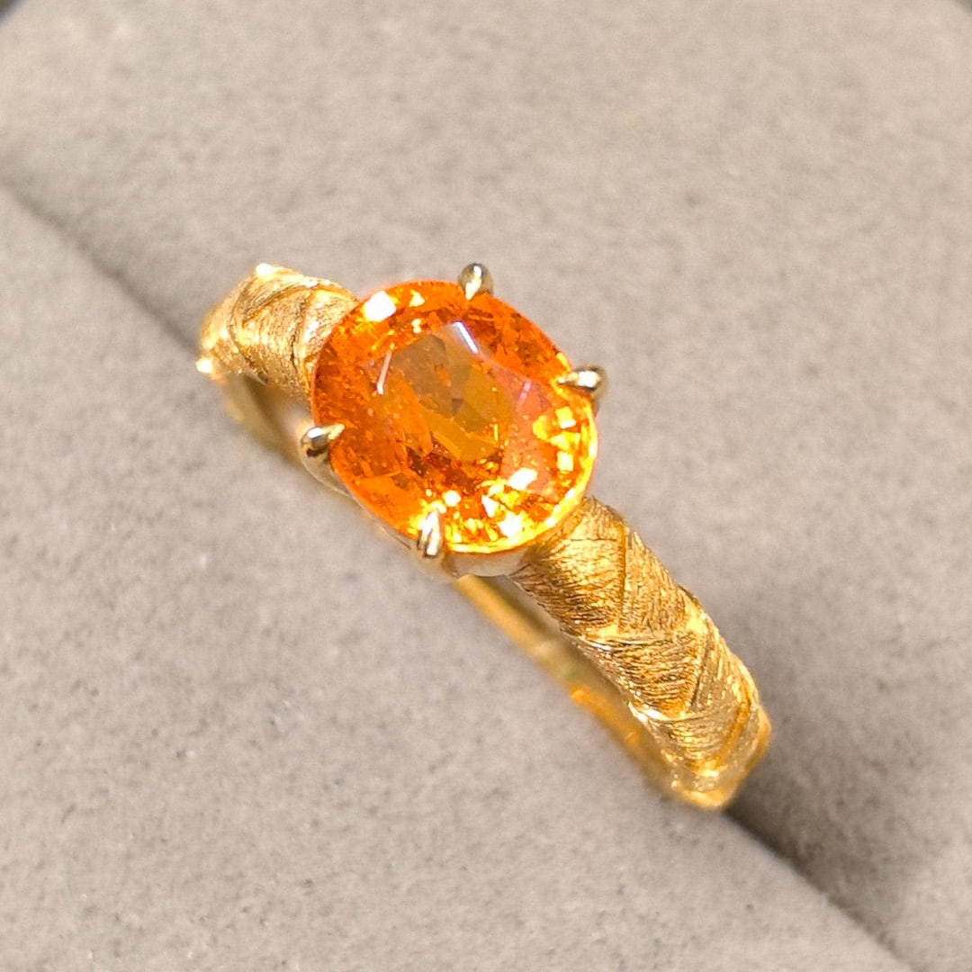 14k Gold 2.16 Ct Natural Spessartine Ring: Ref:230966077 // gold content:14k gold // ring size:7. 25us // // main gemstone:spessartine // shape:oval // carat weight:2. 16ct // color:orange // treatment:natural // Condition: New Low Estimate: