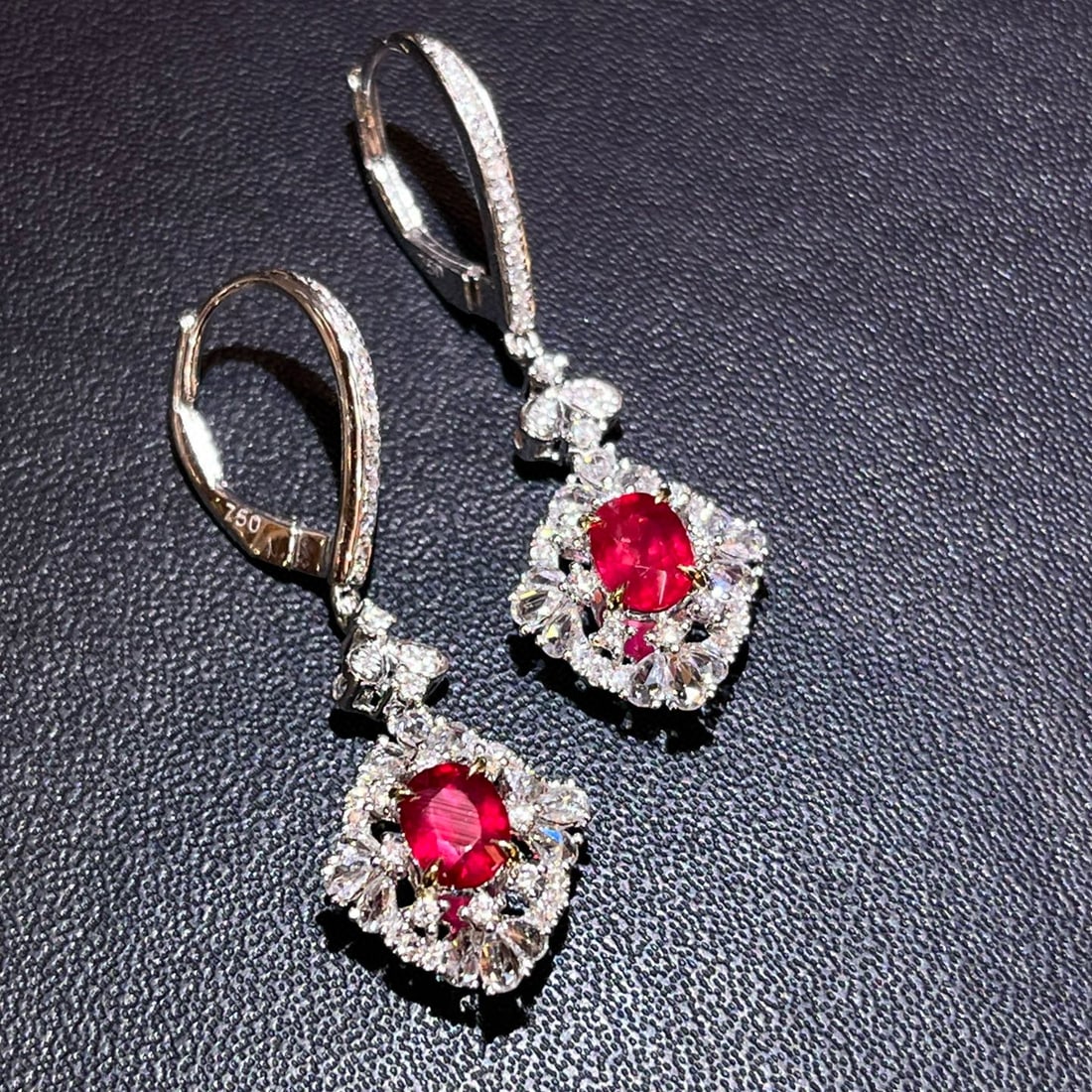 14k Gold 1.96 Ctw Natural Ruby & Diamond Earrings - 3