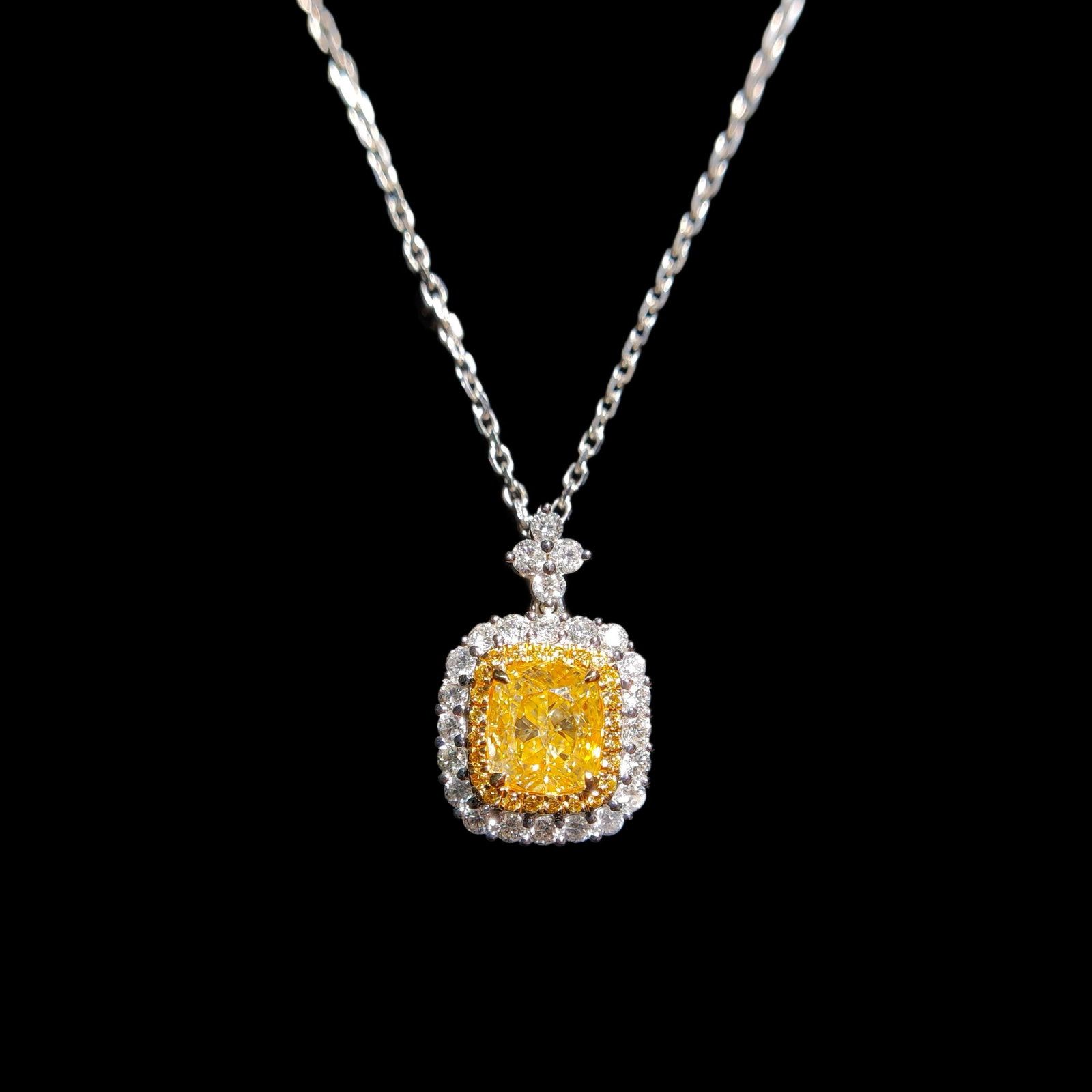 14k Gold 1.39 Ctw Natural Yellow Diamond & Diamond Necklace (1 of 4)