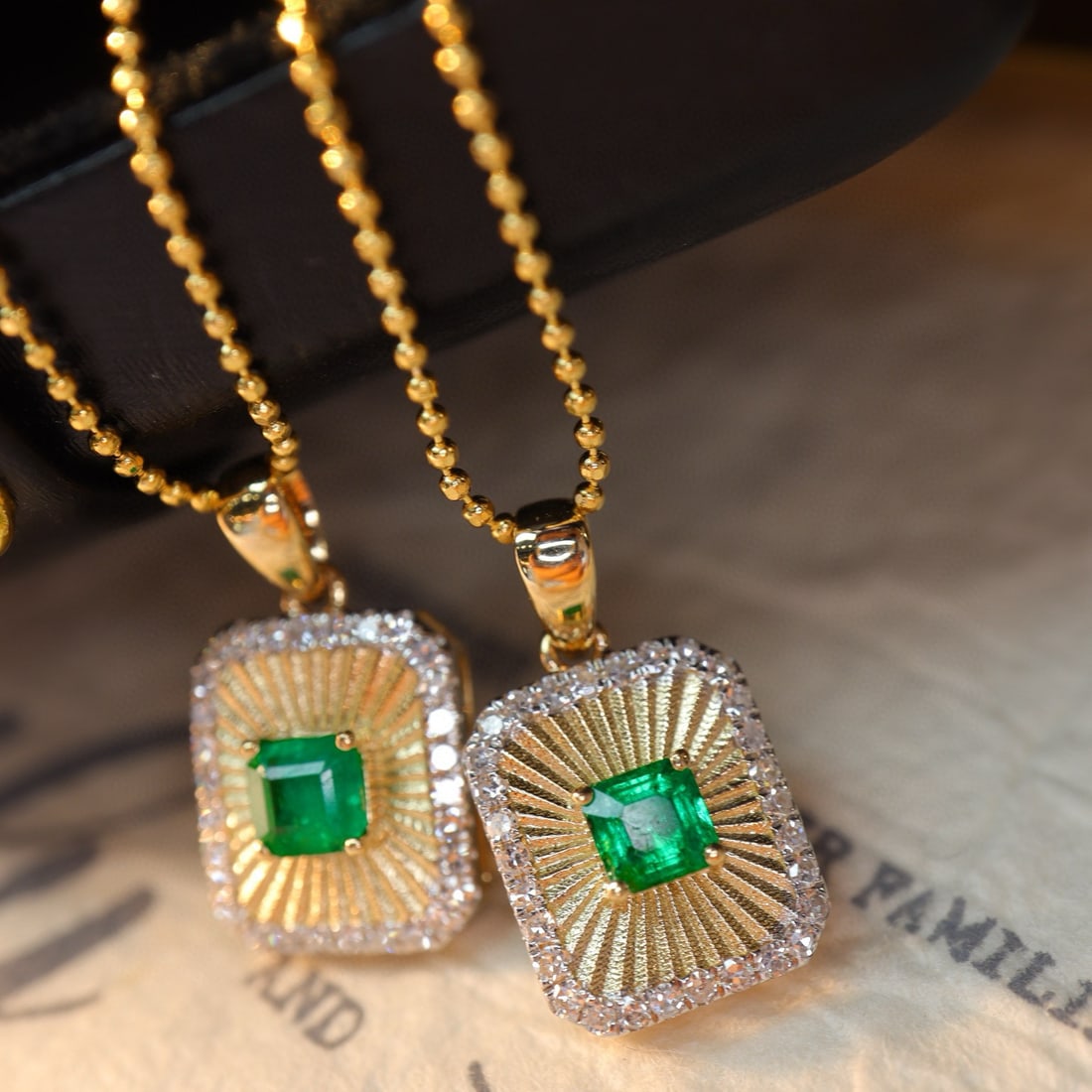 14k Gold 0.48 Ctw Natural Emerald & Diamond Pendant( Without Chain ) - 3