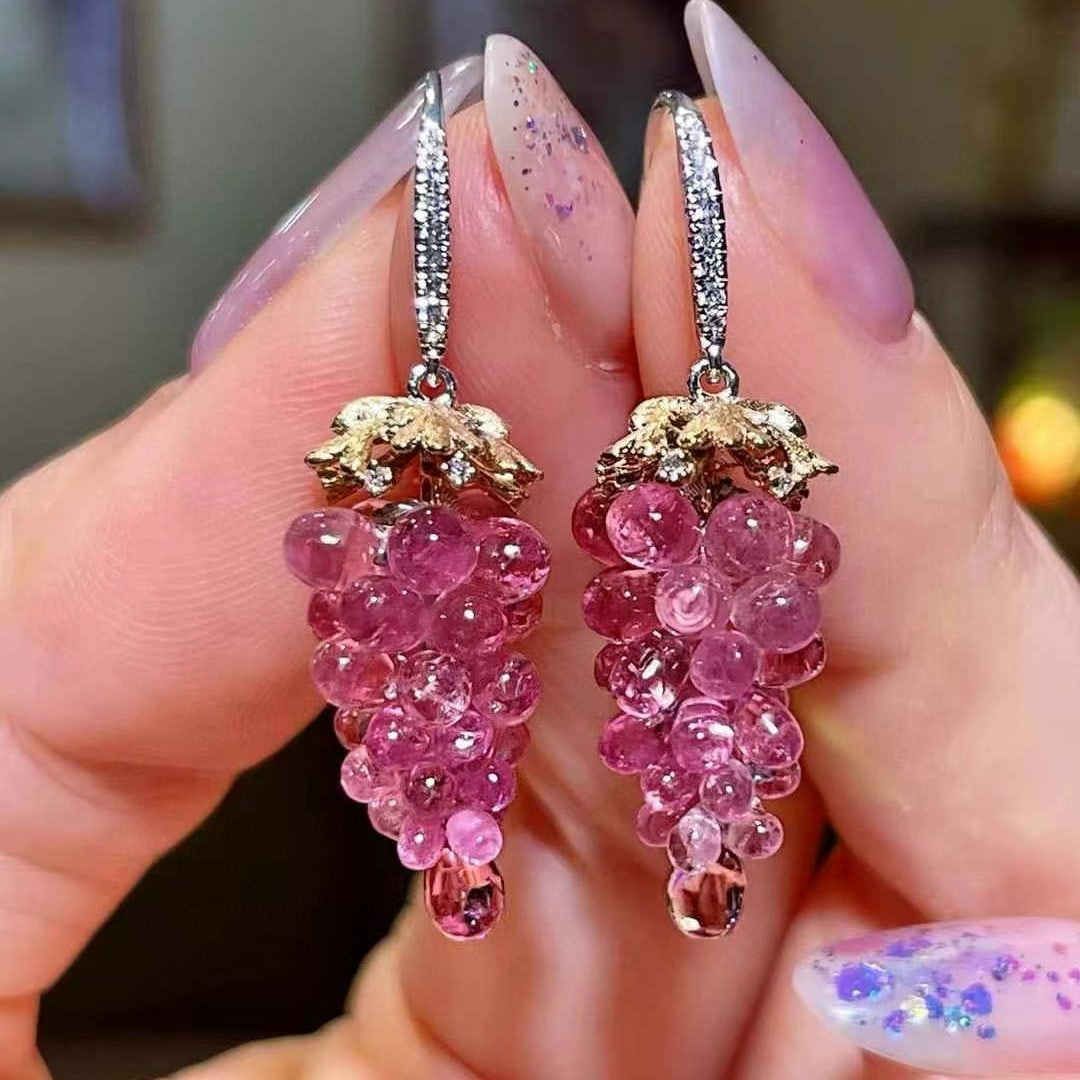 14k Gold 14.57 Ctw Natural Tourmaline & Diamond Earrings: Ref:230966449 // gold content:14k gold // main gemstone:tourmaline // shape:other // carat weight:14. 45ct // color:pink // treatment:natural // // adjacent gemstone 2 : diamond // shape:round //