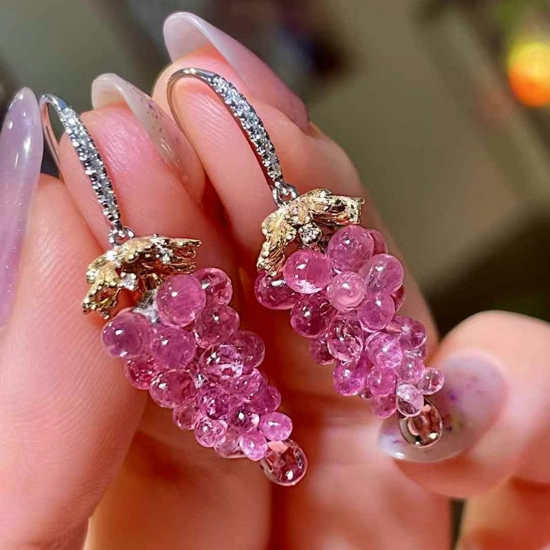 14k Gold 14.57 Ctw Natural Tourmaline & Diamond Earrings - 2