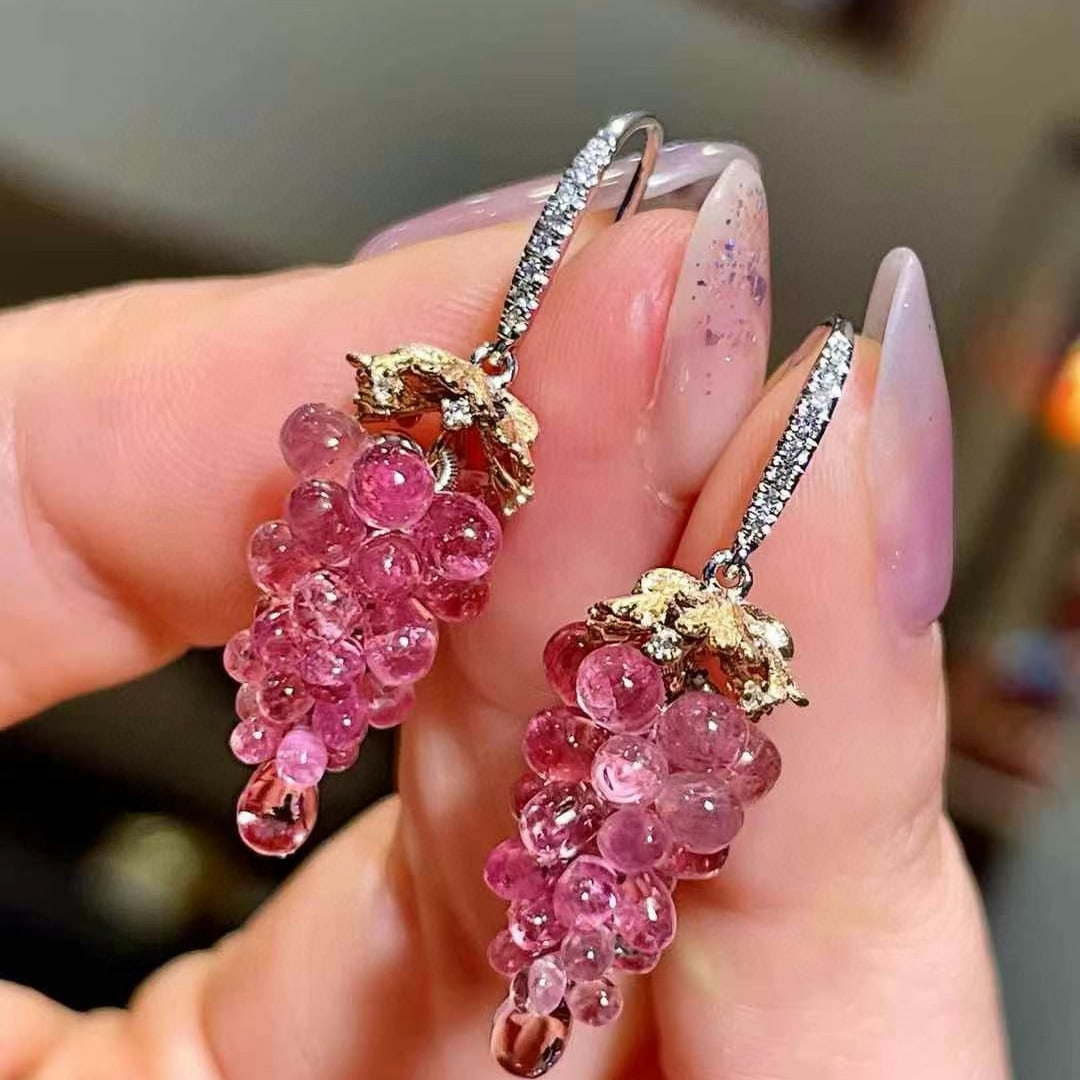 14k Gold 14.57 Ctw Natural Tourmaline & Diamond Earrings - 3