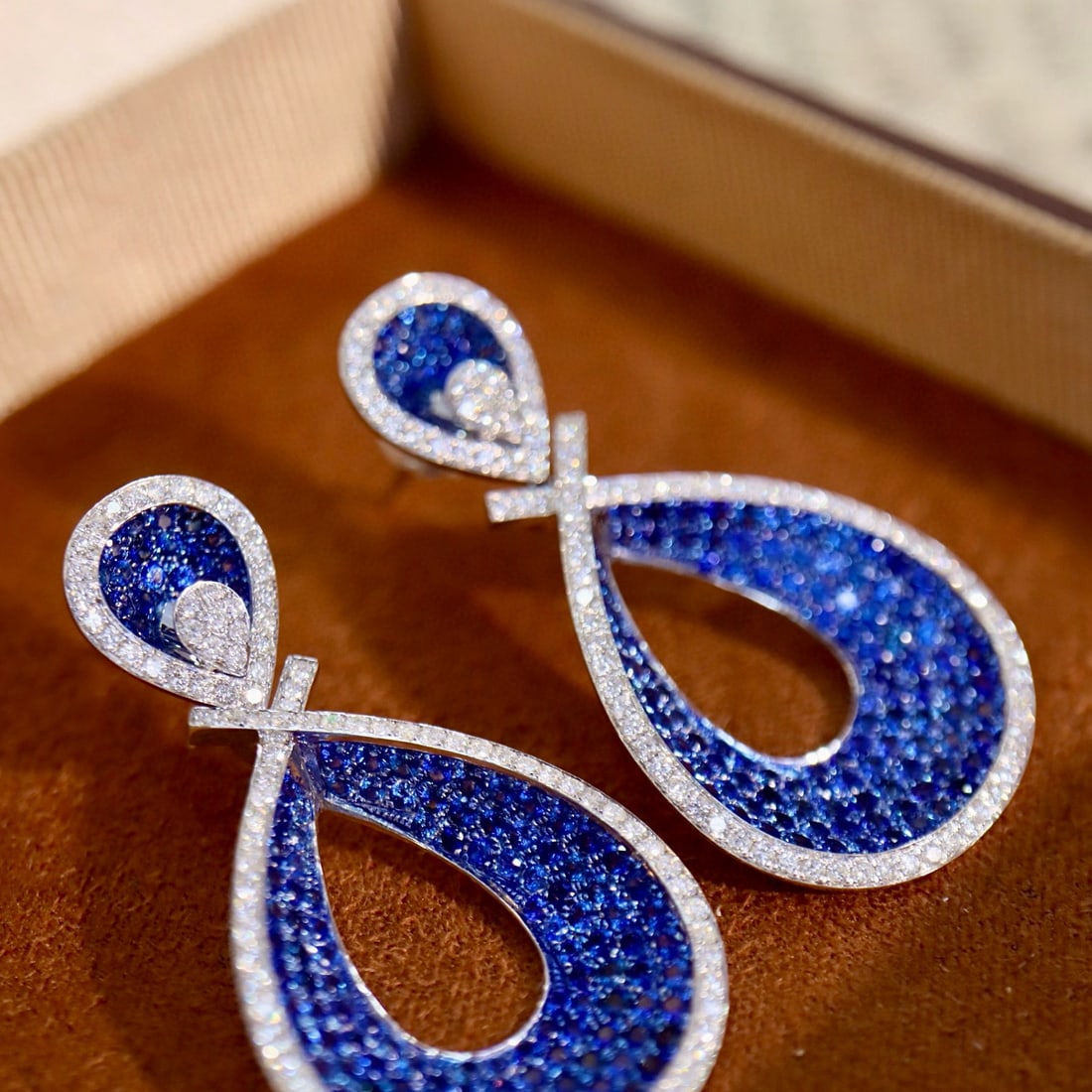 14k Gold 3.91 Ctw Natural Sapphire & Diamond Earrings - 2