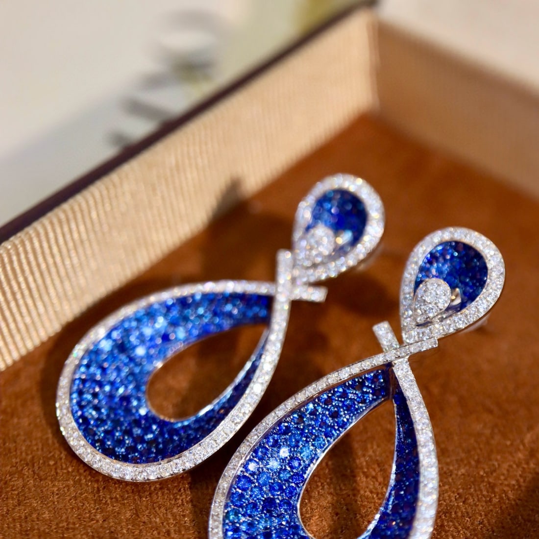 14k Gold 3.91 Ctw Natural Sapphire & Diamond Earrings - 3