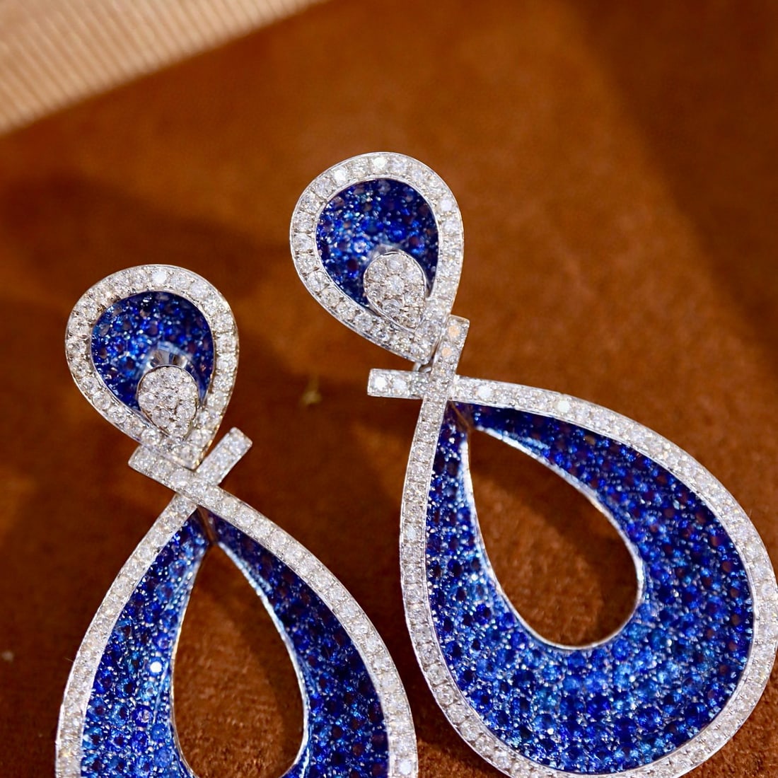 14k Gold 3.91 Ctw Natural Sapphire & Diamond Earrings - 5