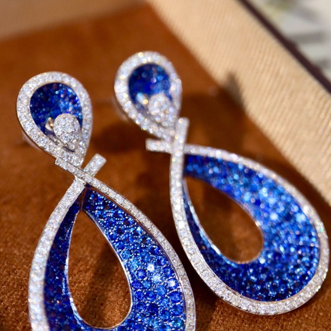 14k Gold 3.91 Ctw Natural Sapphire & Diamond Earrings - 8