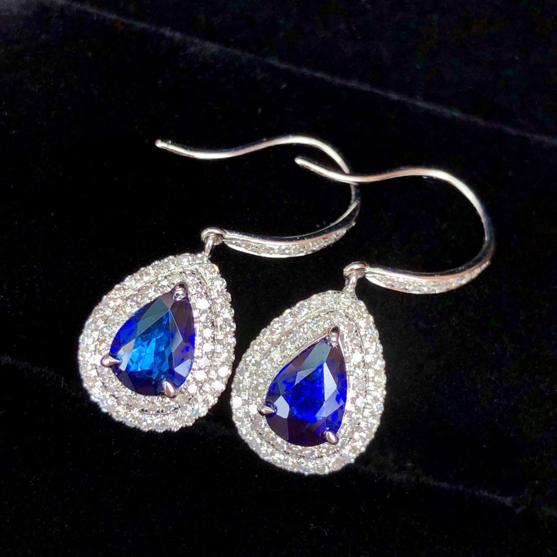 14k Gold 2.21 Ctw Natural Sapphire & Diamond Earrings - 6