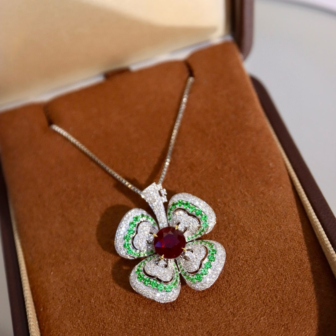 14k Gold 2.54 Ctw Natural Ruby & Diamond Pendant( Without Chain ) - 2