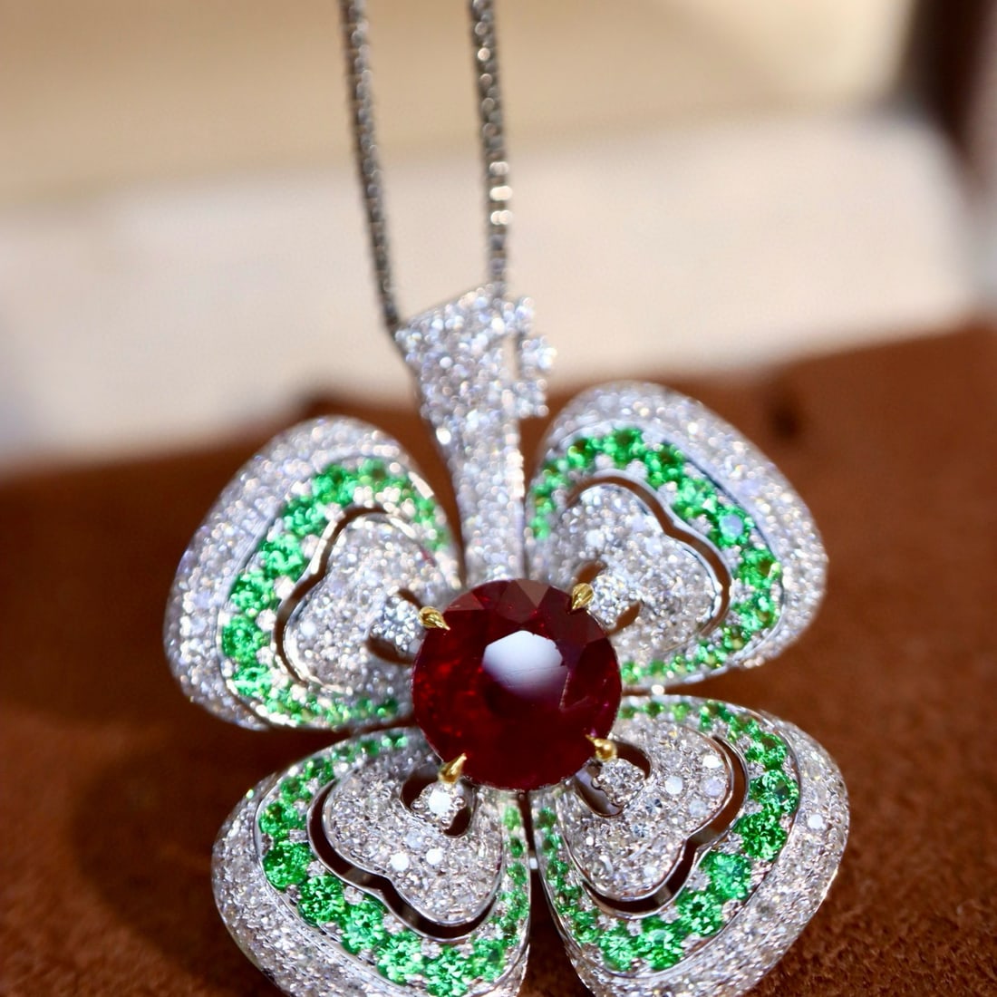 14k Gold 2.54 Ctw Natural Ruby & Diamond Pendant( Without Chain ) - 3