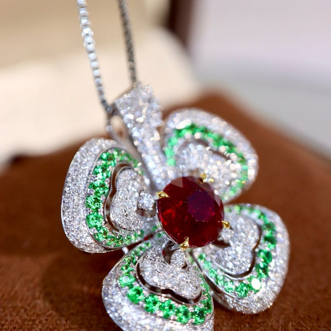 14k Gold 2.54 Ctw Natural Ruby & Diamond Pendant( Without Chain ) - 4