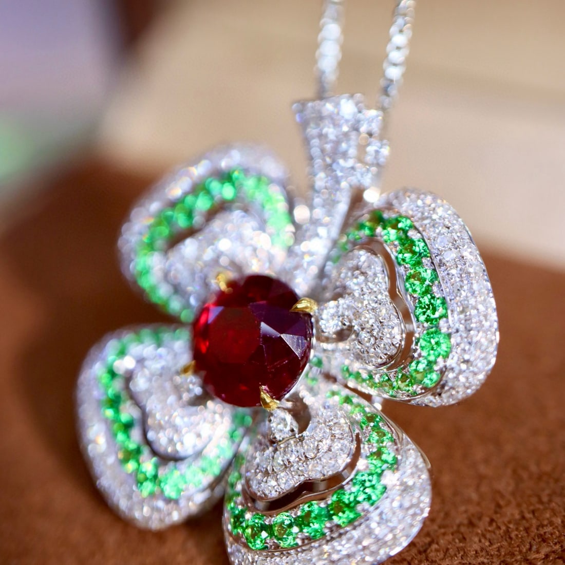 14k Gold 2.54 Ctw Natural Ruby & Diamond Pendant( Without Chain ) - 5