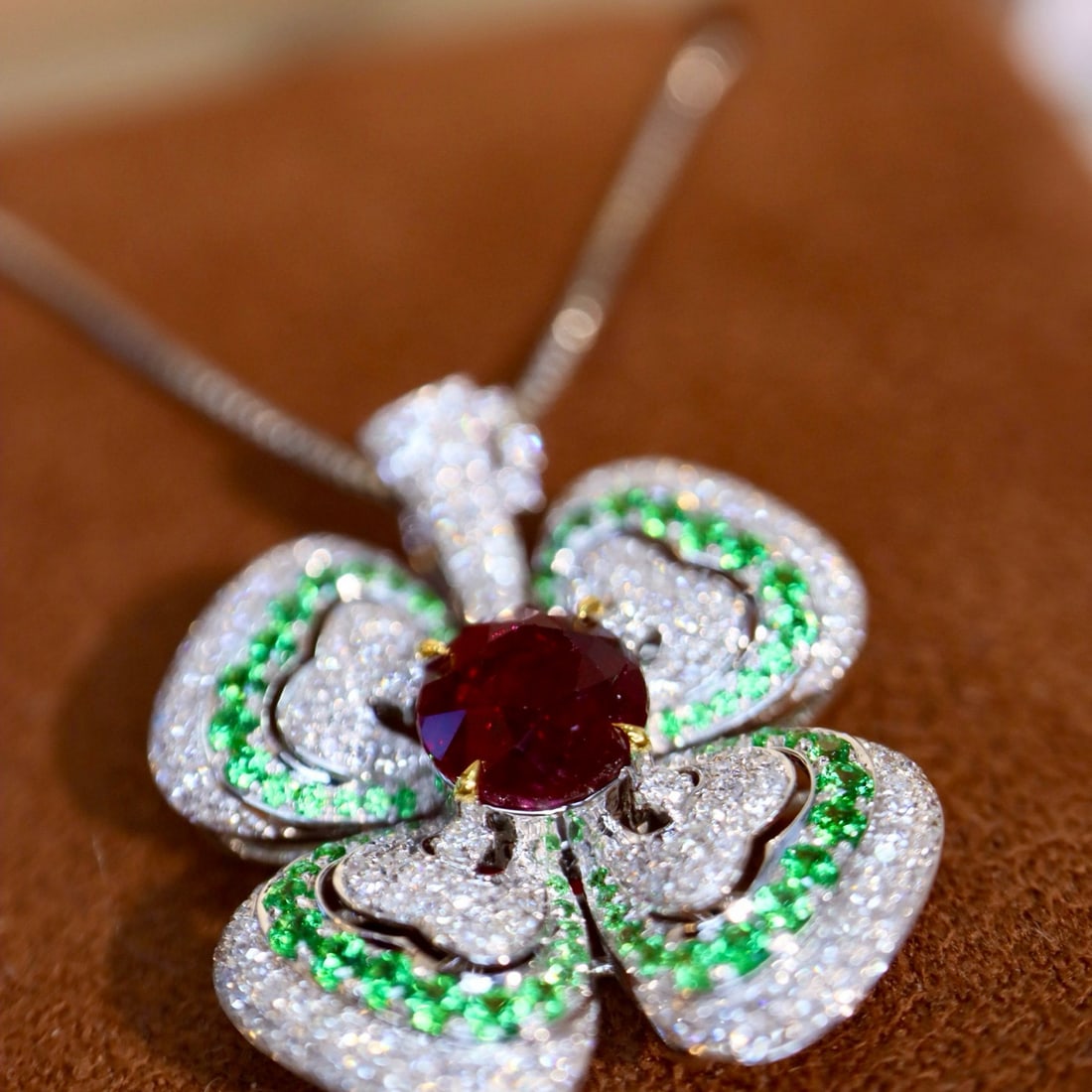 14k Gold 2.54 Ctw Natural Ruby & Diamond Pendant( Without Chain ) - 6